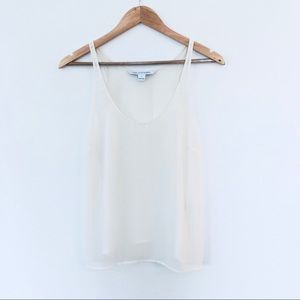 Diane Von Furstenberg cream sheer sleeveless tank